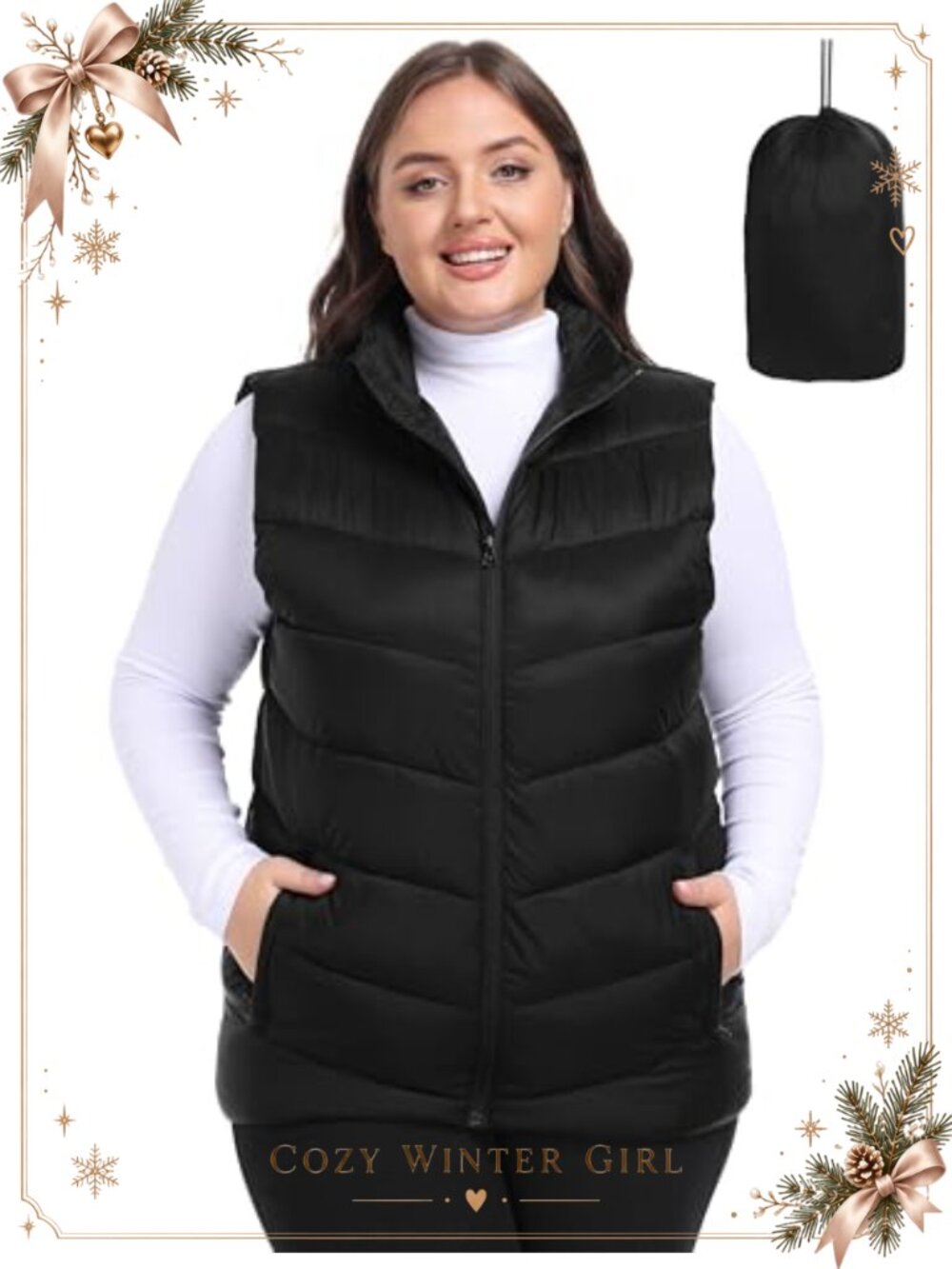 Plus Size Packable Puffer Vest Quilted Lightweight Nylon Winter Outdoor Vests